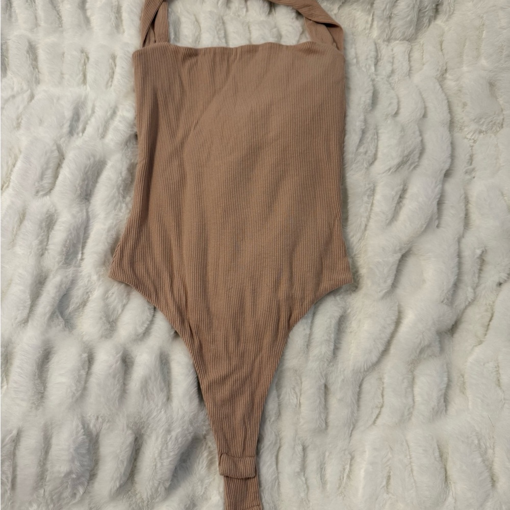 Superdown Tan Ribbed Bodysuit